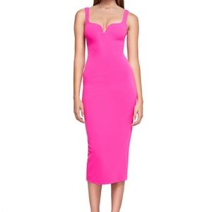 Nookie Romance Sweetheart Neck Midi Dress Neon Pink XS Barbie Barbiecore